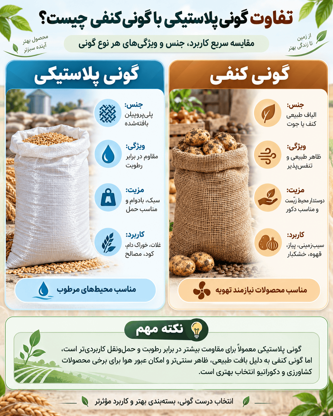 گونی پلاستیکی چیست؟ انواع، کاربرد، چاپ و عوامل قیمت 1 تفاوت گونی پلاستیکی با گونی کنفی چیست؟